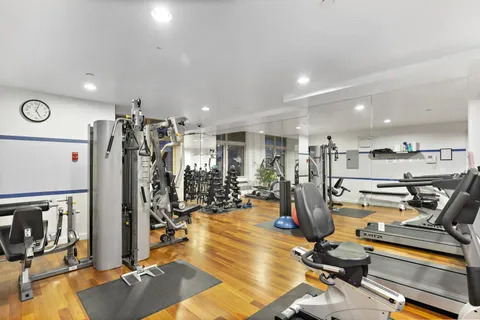 a view of a room with gym equipment