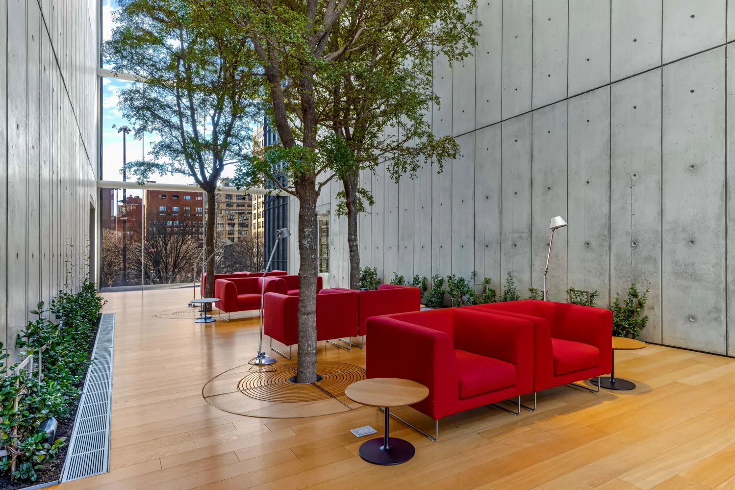 a view of outdoor seating space with furniture