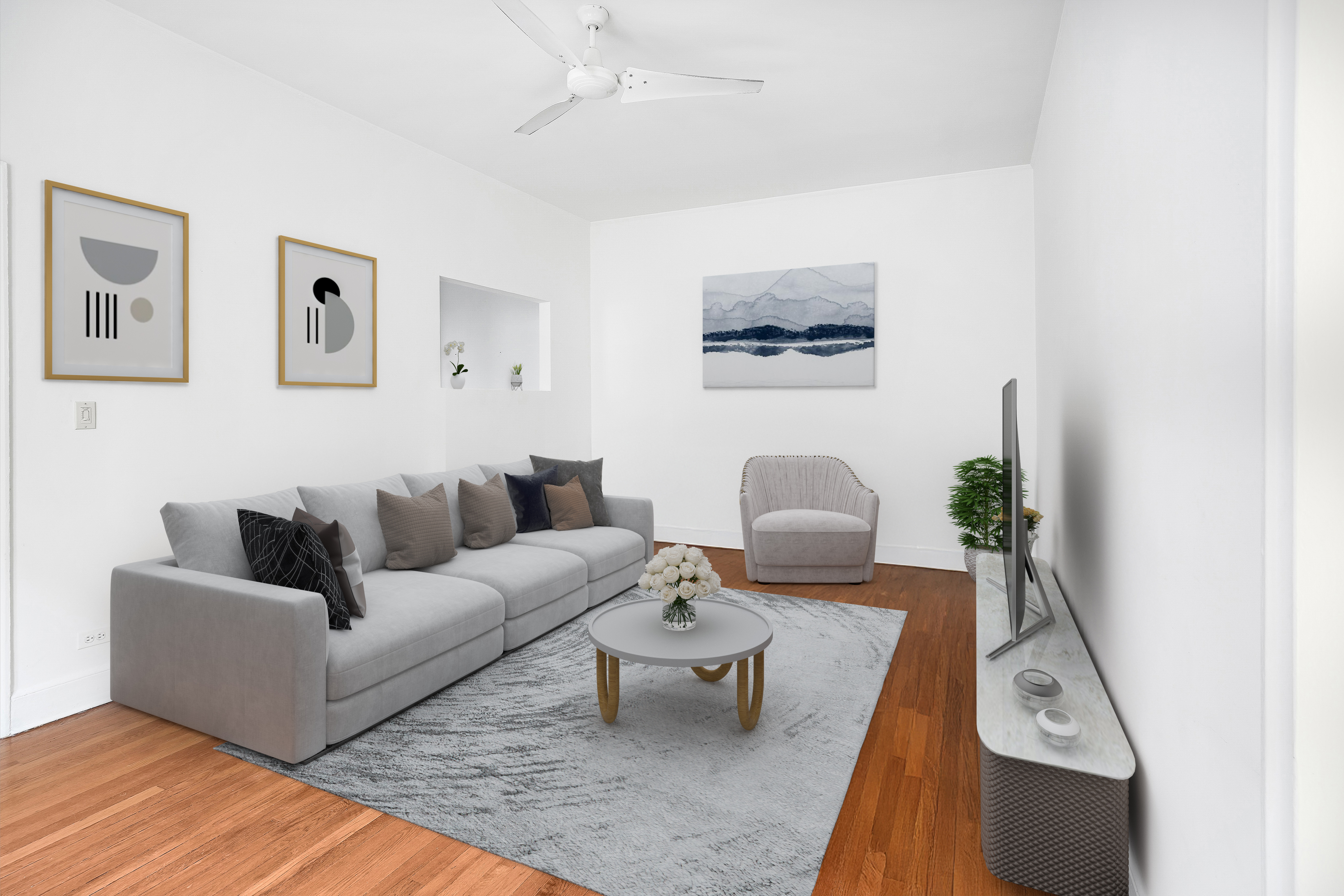 215 West 105th Street, Unit 5DPH Manhattan, NY 10025 - Photo 2 of 16 a living room with furniture and a rug