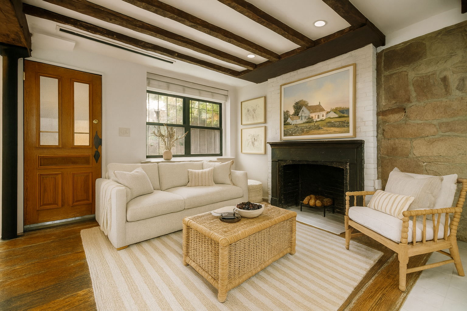 113 1/2 West 15th Street, Unit 1W Manhattan, NY 10011 - Photo 2 of 12 a living room with furniture and a fireplace