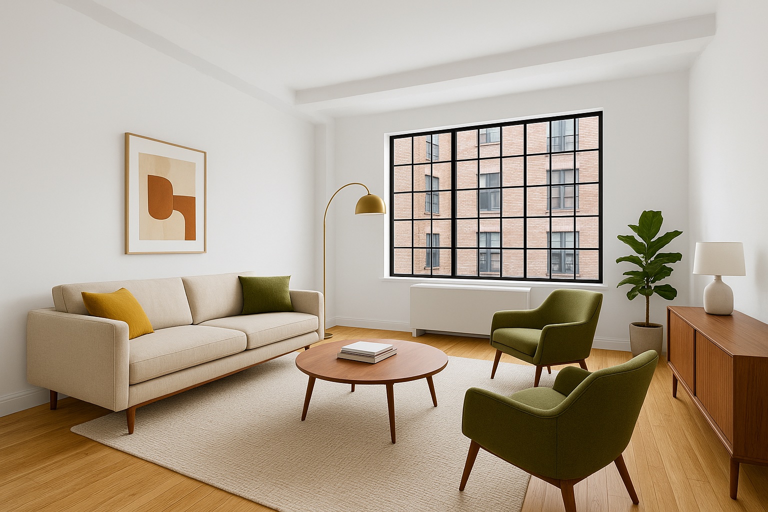 10 Park Avenue, Unit 6A Manhattan, NY 10016 - Photo 3 of 14 a living room with furniture and a window