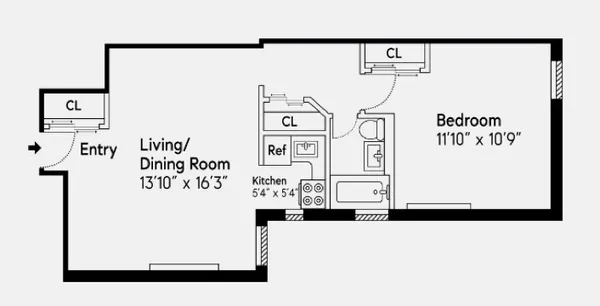 $3,350 | 350 West 56th Street, Unit 2C | Hell's Kitchen