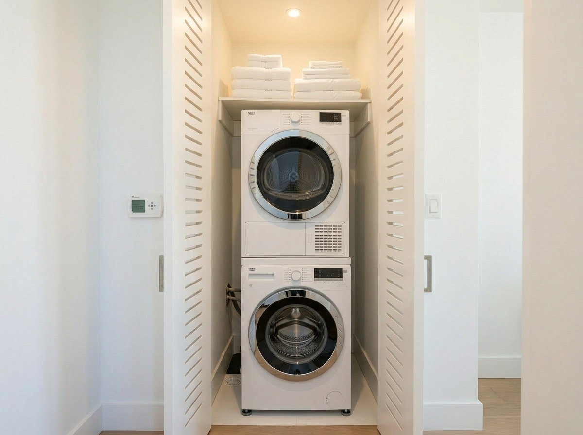 222 East 44th Street, Unit 21F New York, NY 10017 - Photo 8 of 9 a utility room with dryer and washer