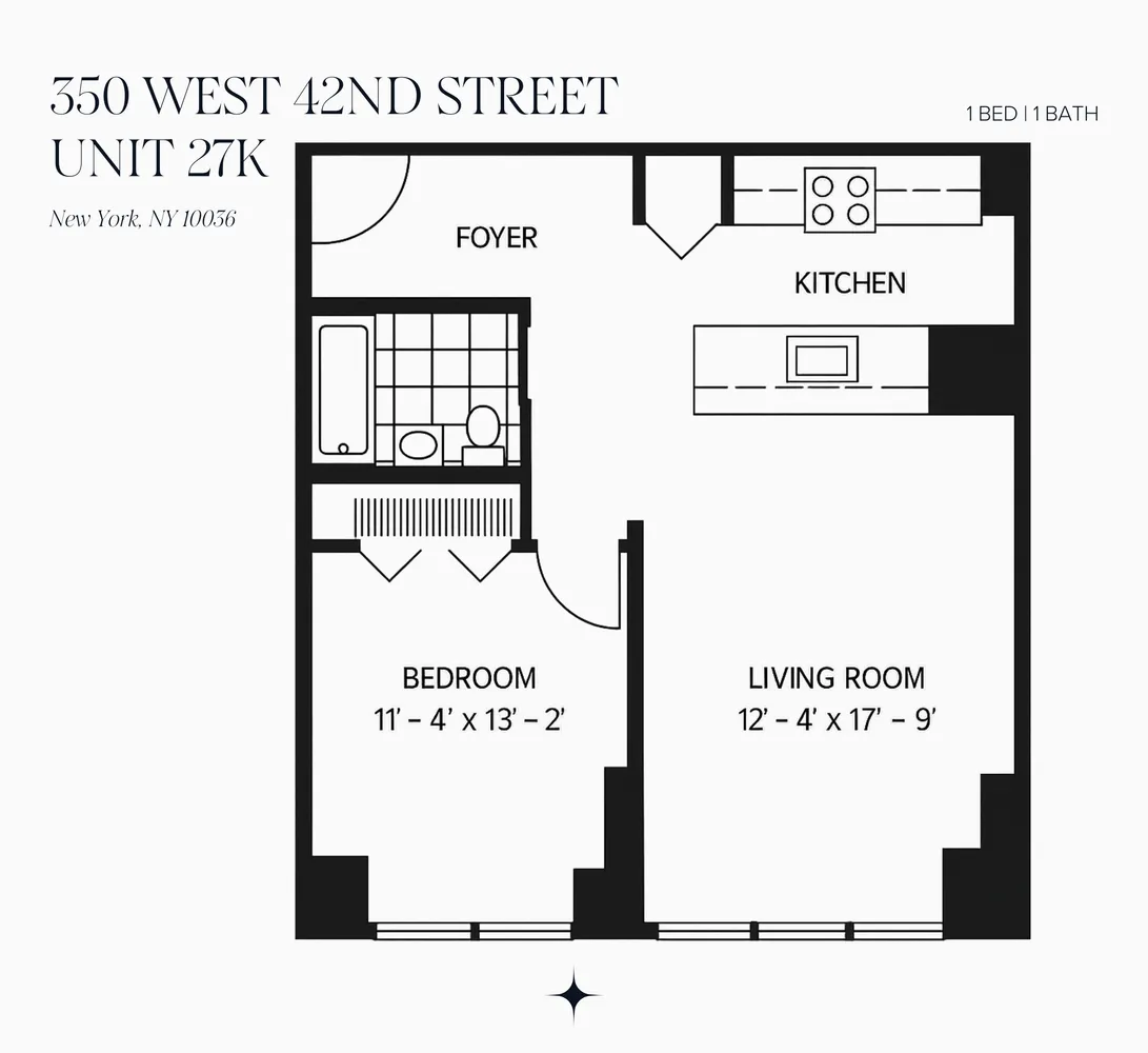 $1,095,000 | 350 West 42nd Street, Unit 27K | Hell's Kitchen