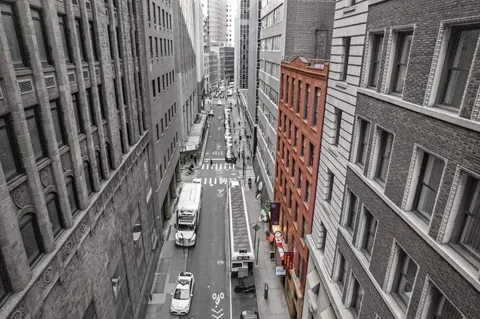 a view of a buildings with street