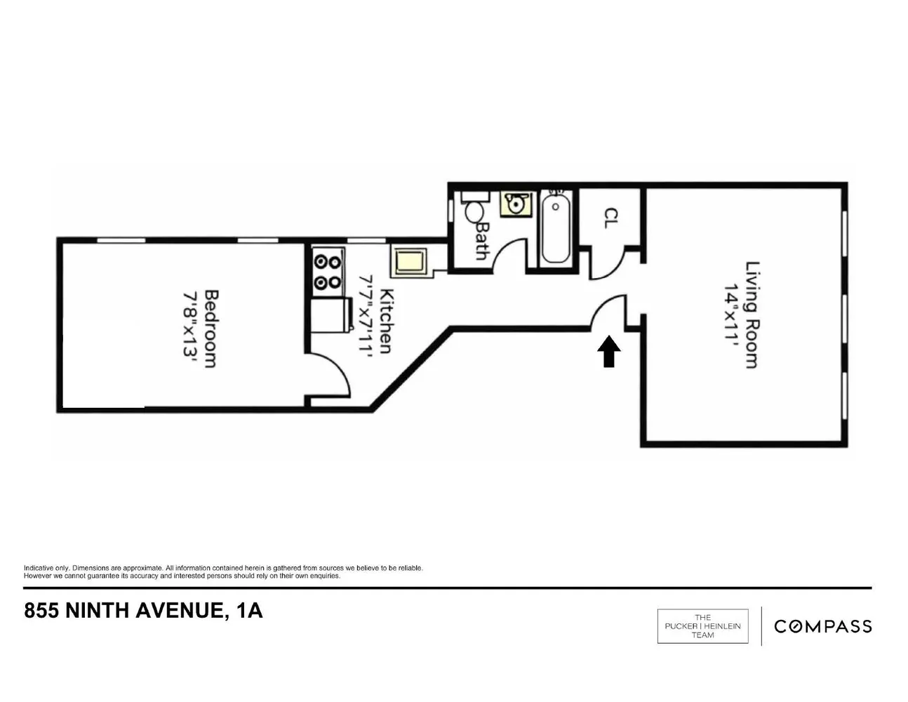 $3,300 | 855 9th Avenue, Unit 1A | Hell's Kitchen