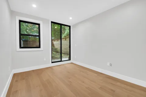 an empty room with windows