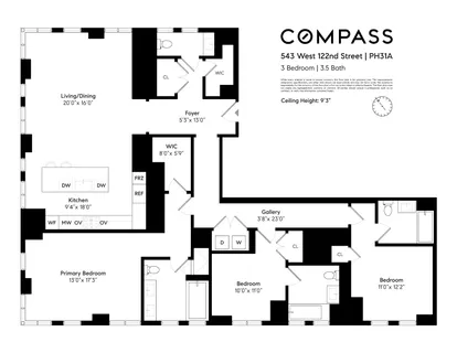 $4,100,000 | 543 West 122nd Street, Unit PH31A | Morningside Heights