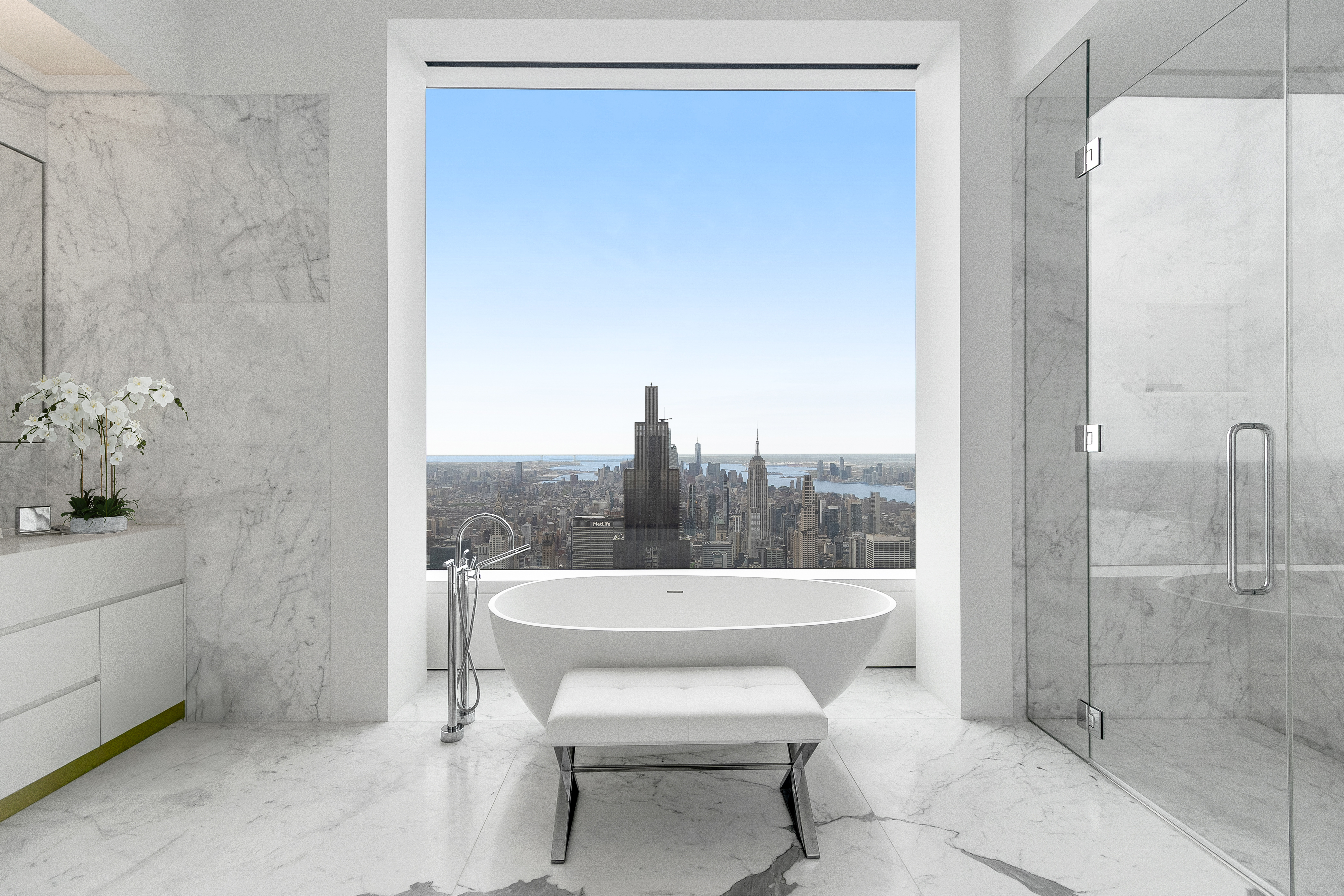 432 Park Avenue, Unit PH88 Manhattan, NY 10022 - Photo 12 of 17 a bathroom with a toilet and a shower