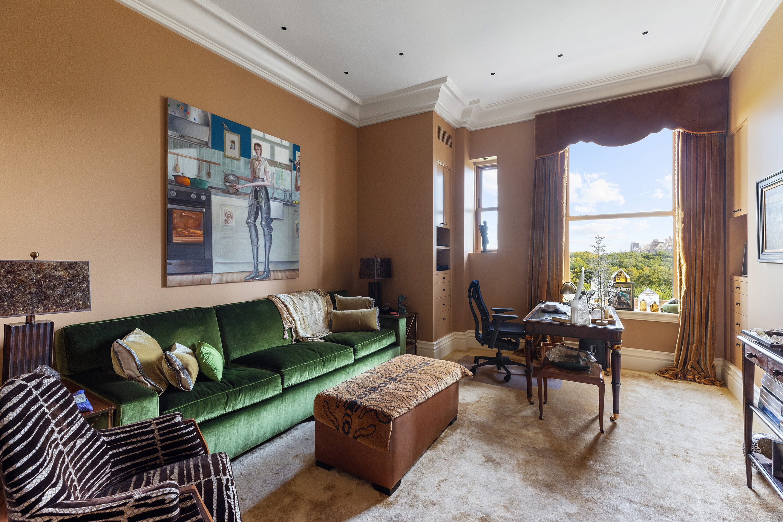 1 Central Park South, Unit 8010203 Manhattan, NY 10019 - Photo 19 of 45 a living room with furniture and a window