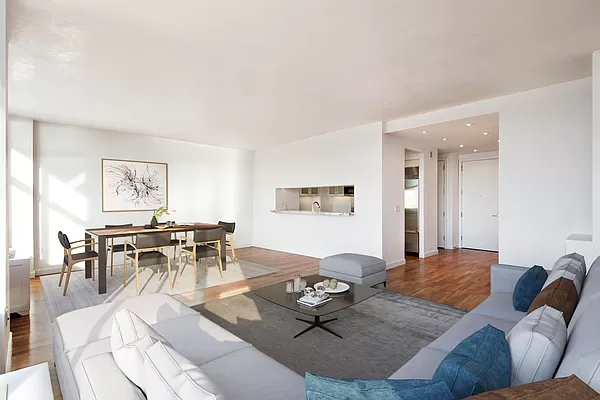 100 Morton Street, Unit 14CW Manhattan, NY 10014 - Photo 2 of 8 a living room with furniture and wooden floor