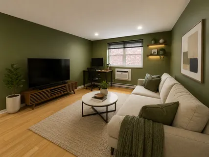 a living room with furniture and a flat screen tv