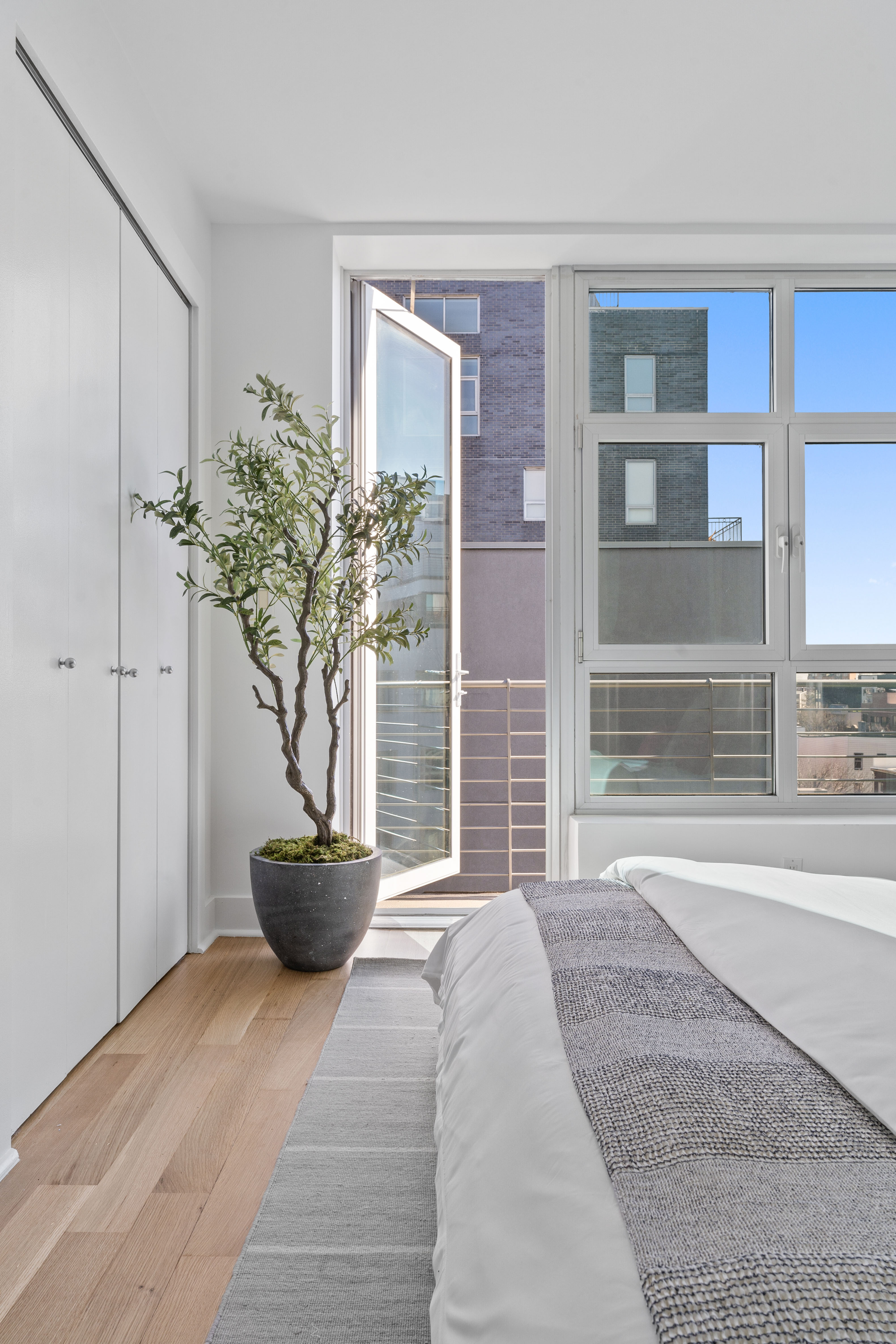 460 Manhattan Avenue, Unit PHB Brooklyn, NY 11222 - Photo 7 of 16 a living room with a potted plant and a potted plant