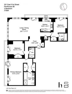 $3,205,000 | 351 East 51st Street, Unit PH5B | Midtown East