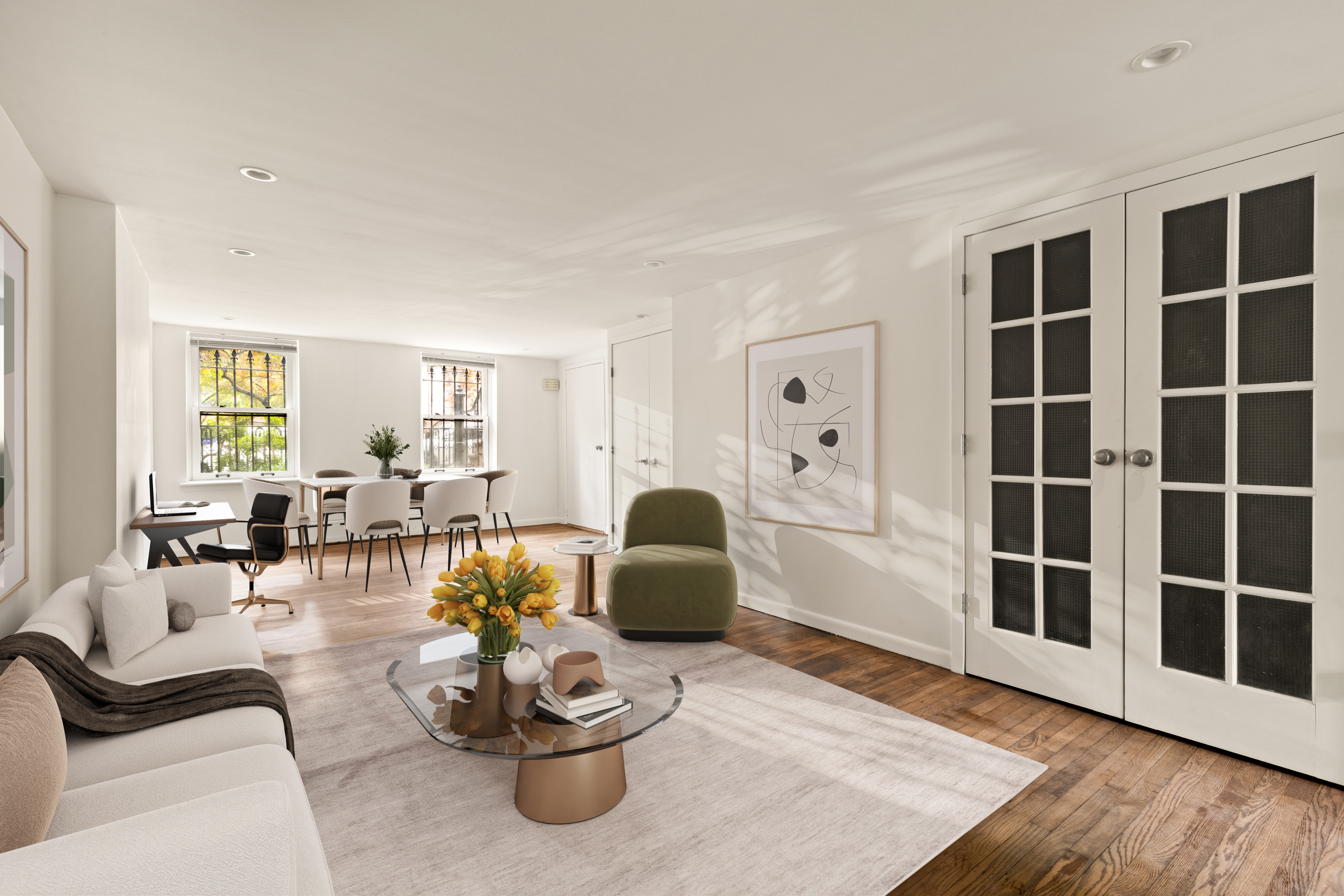 341 Adelphi Street, Unit 1 Brooklyn, NY 11238 - Photo 1 of 7 a living room with furniture window and wooden floor