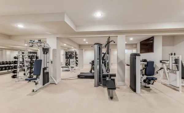 a view of a room with gym equipment