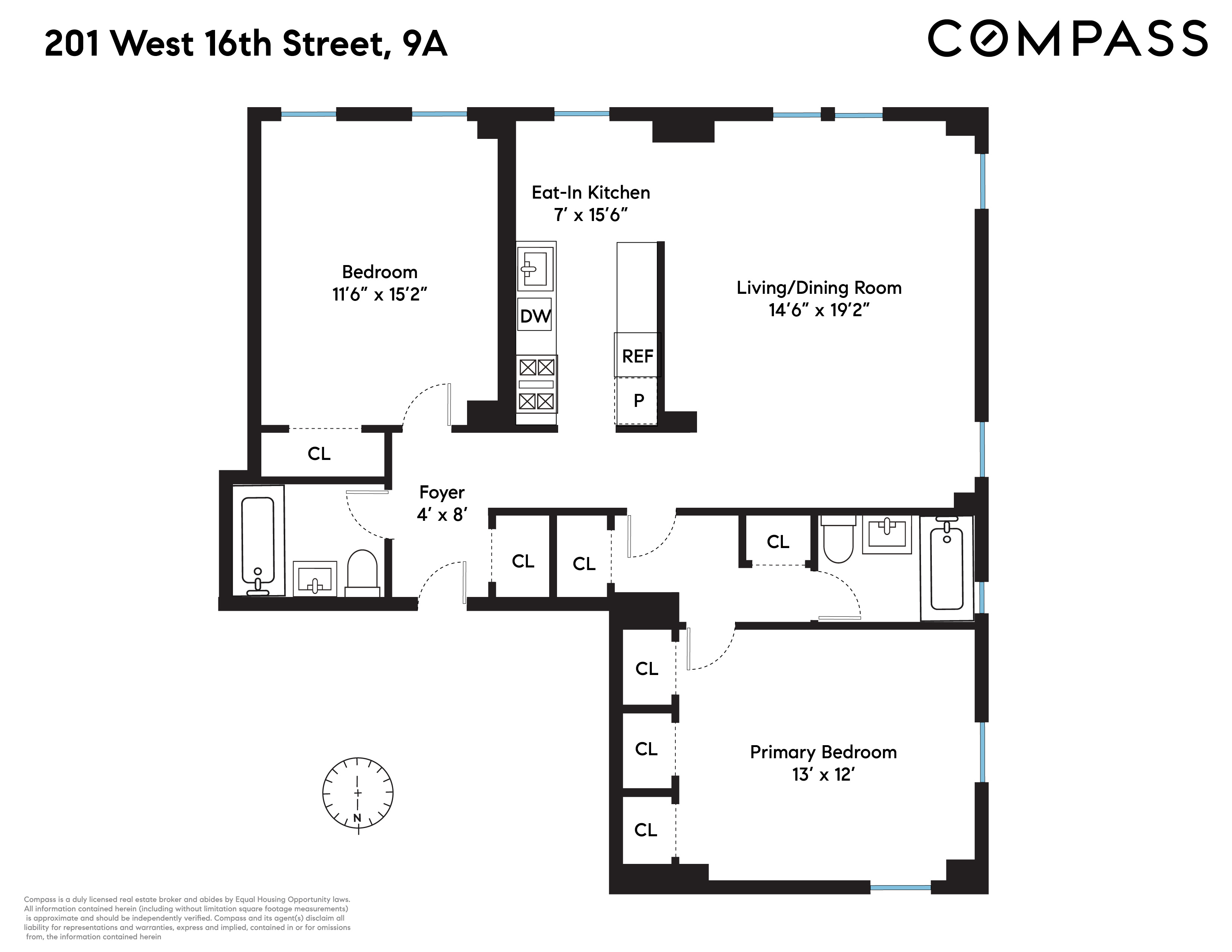 201 West 16th Street, Unit 9A Manhattan, NY 10011 - Photo 14 of 14 a picture of a floor plan