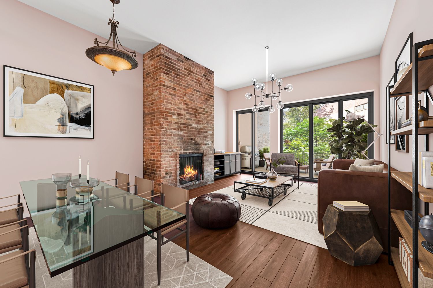 228 West 21st Street, Unit 4 Manhattan, NY 10011 - Photo 1 of 14 a living room with furniture fireplace and a large window