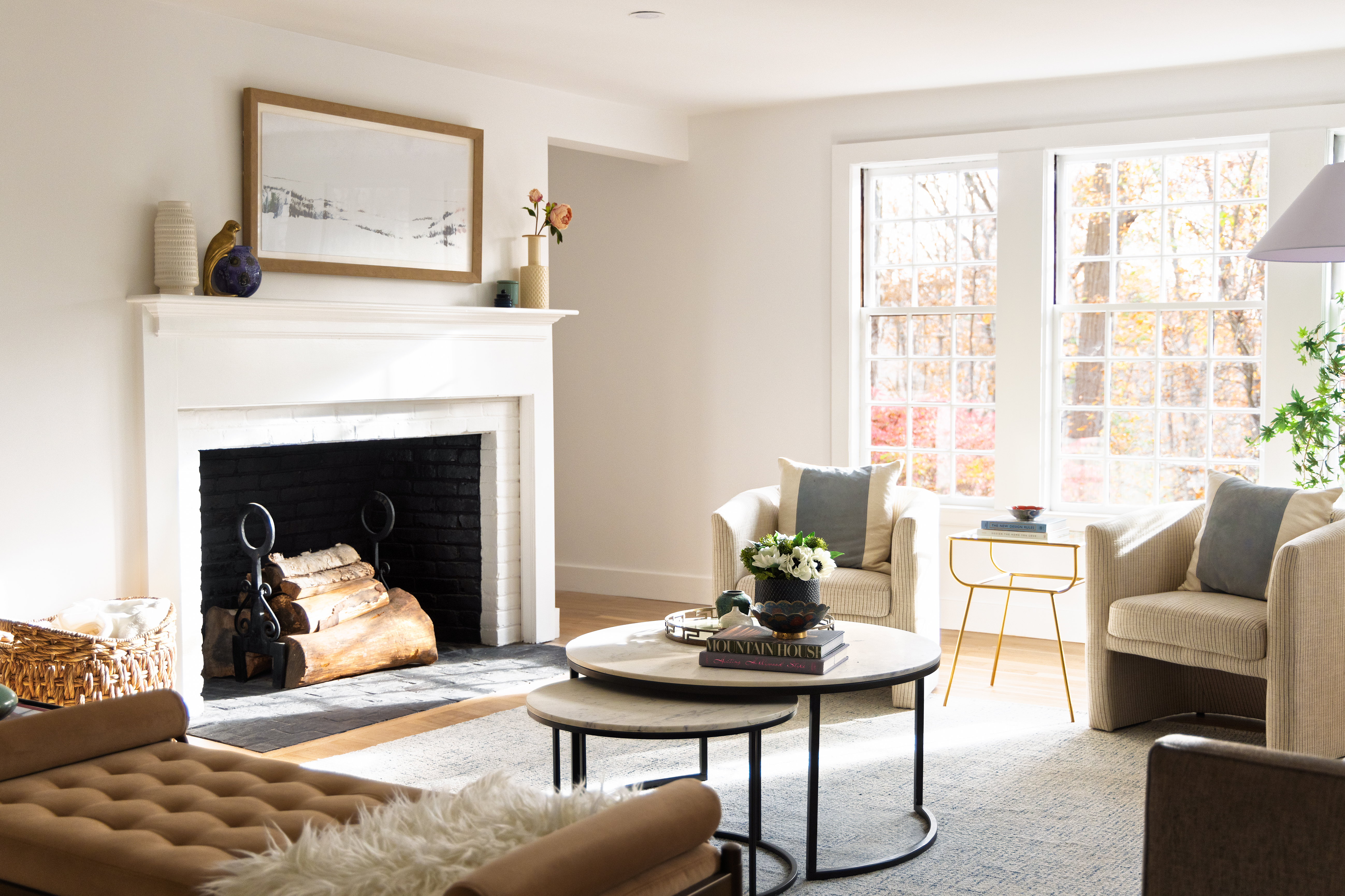 111 Beverly Road Brookline, MA 02467 - Photo 6 of 27 a living room with furniture and a fireplace