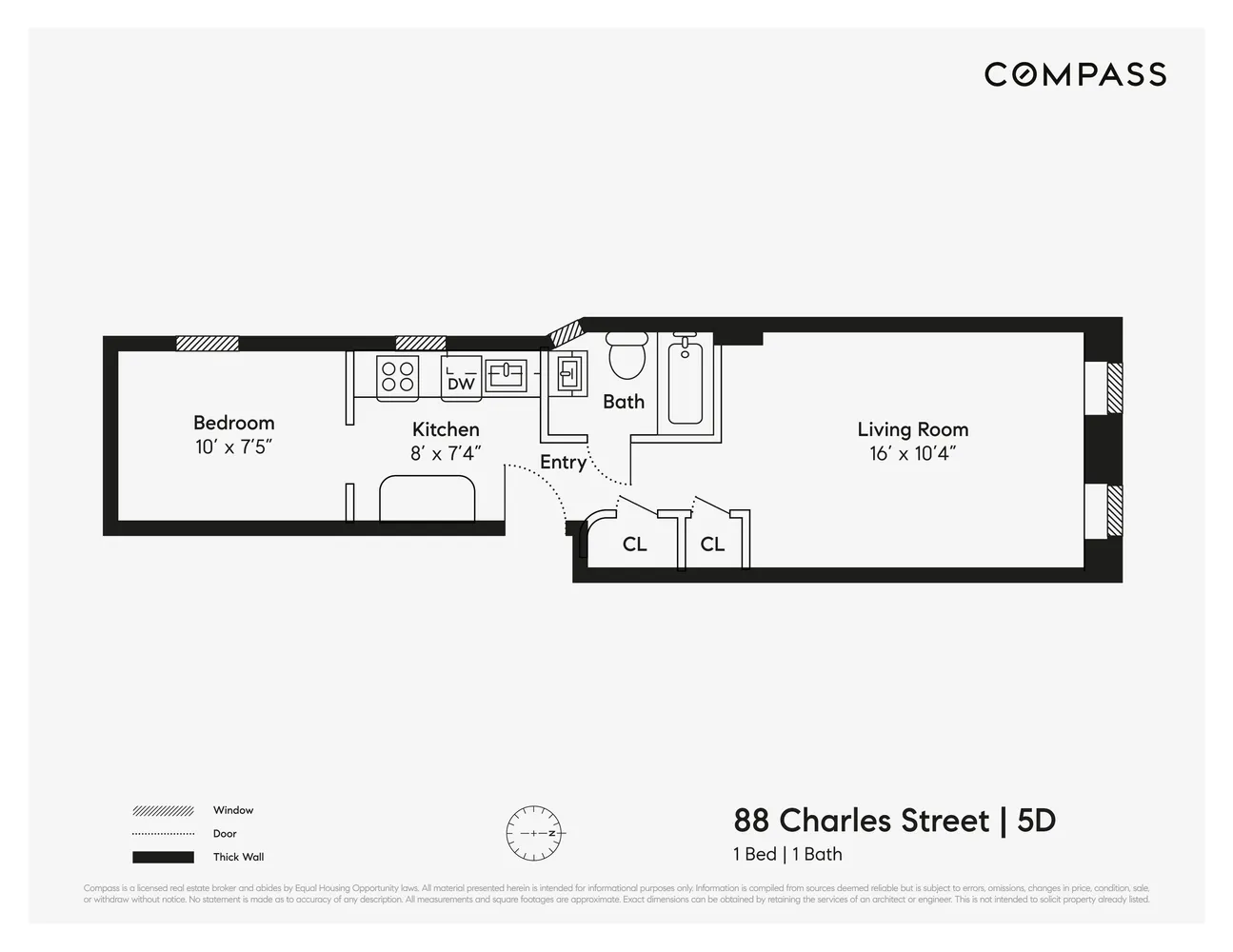 $695,000 | 88 Charles Street, Unit 5D | West Village