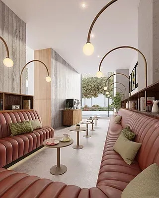 a living room with furniture