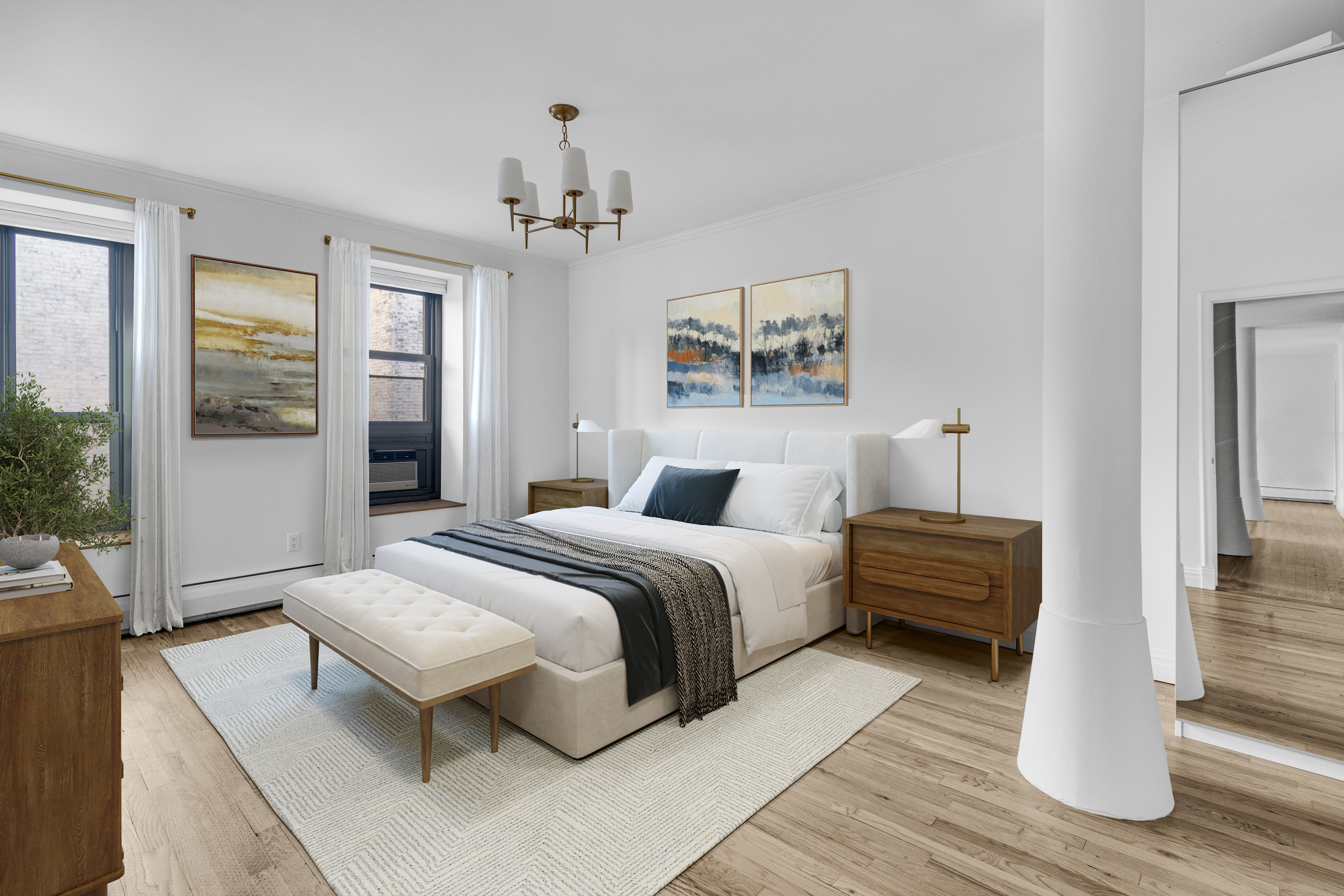 305 West 98th Street, Unit 7CS Manhattan, NY 10025 - Photo 6 of 18 a spacious bedroom with a bed and wooden floor