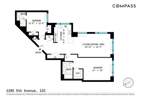$1,725,000 | 1280 5th Avenue, Unit 12C | Upper Carnegie Hill