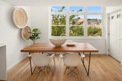 a dining room table in a room