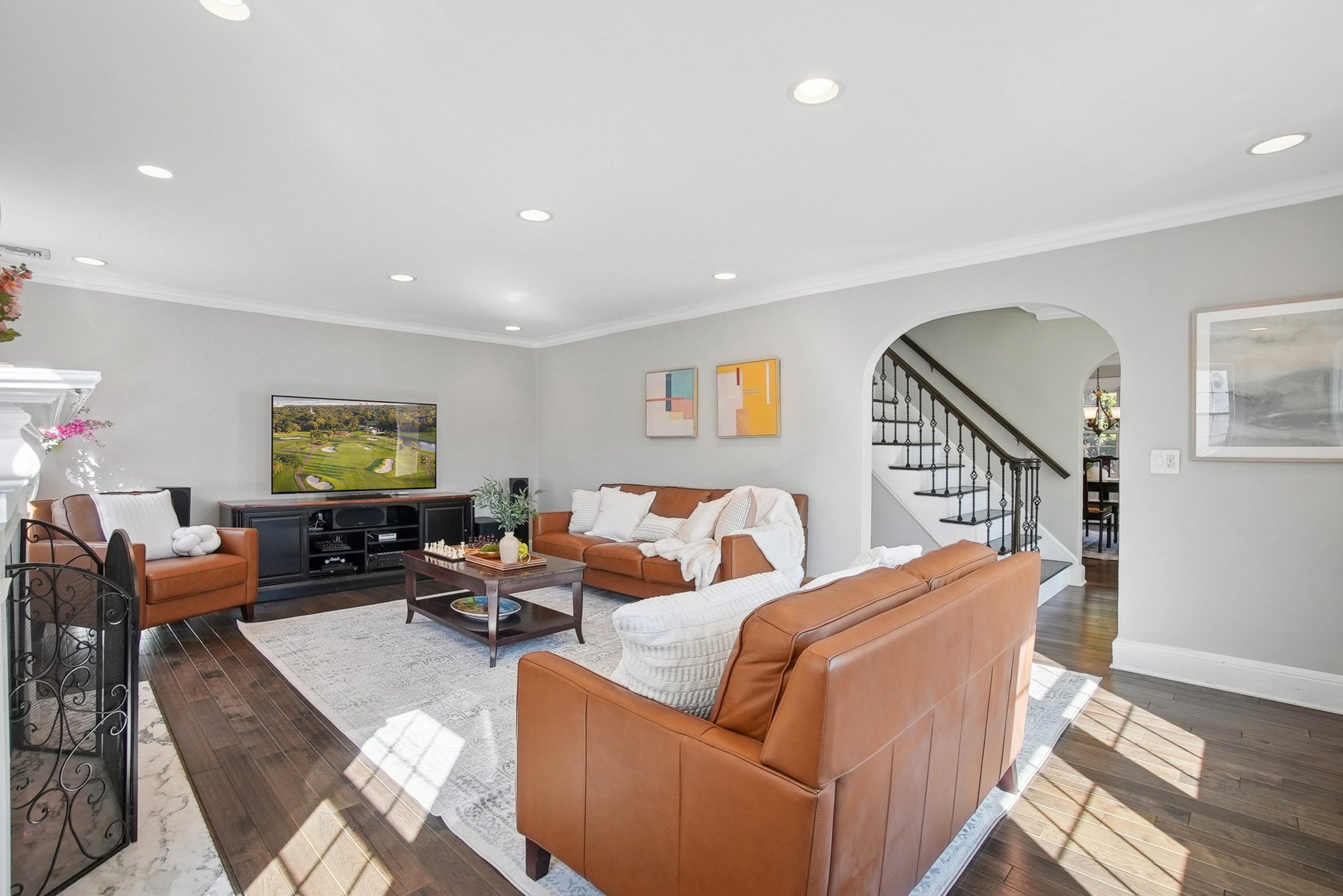 877 Ridgewood Road Millburn, NJ 07041 - Photo 5 of 37 a living room with furniture window and a flat screen tv