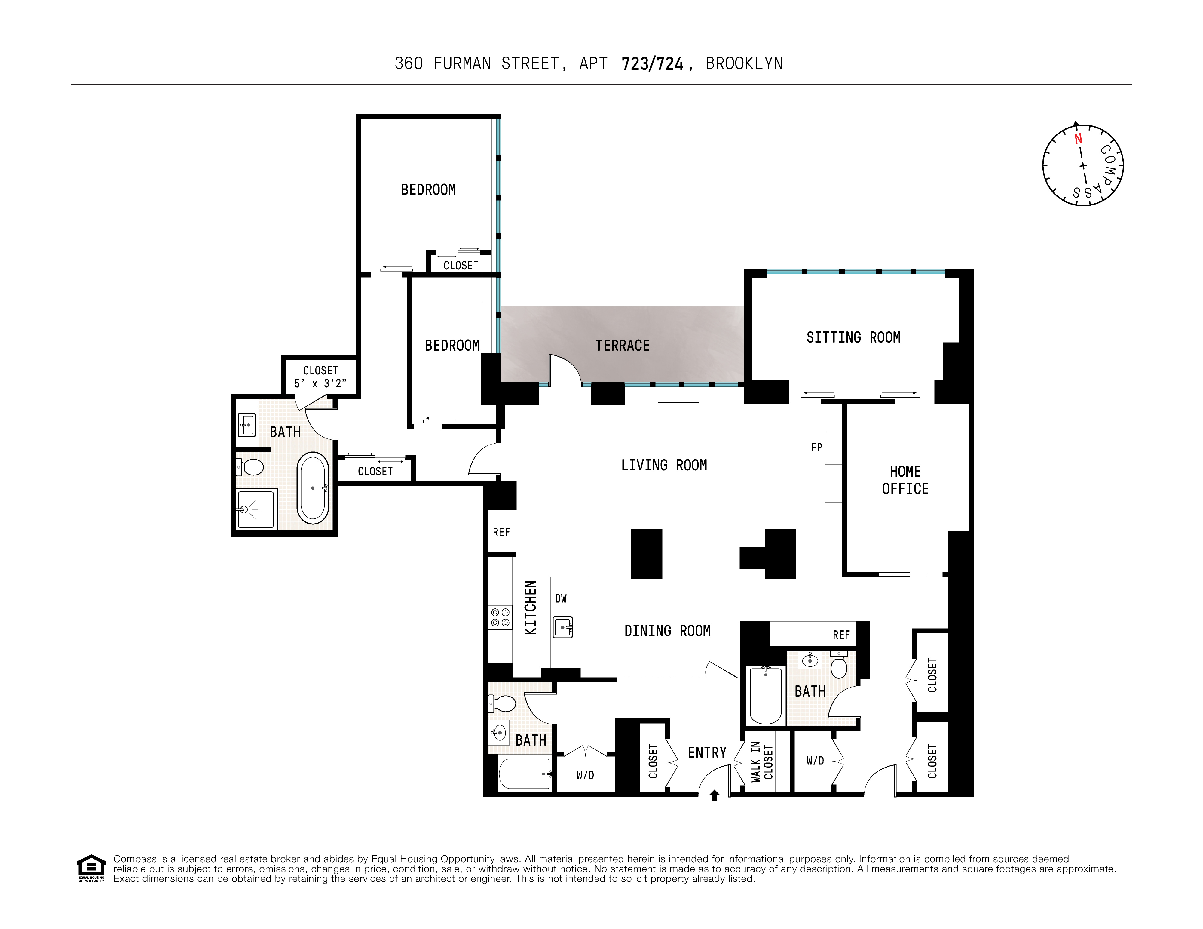 360 Furman Street, Unit 723/724 Brooklyn, NY 11201 - Photo 60 of 63 a picture of a floor plan