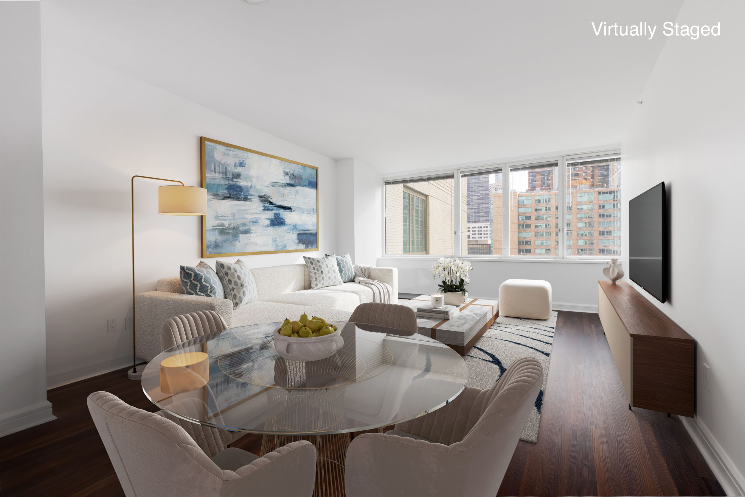a living room with furniture and a flat screen tv