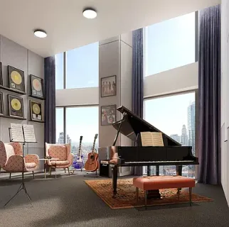 a living room with furniture