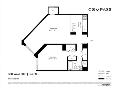 $879,000 | 350 West 50th Street, Unit 3LL | Hell's Kitchen