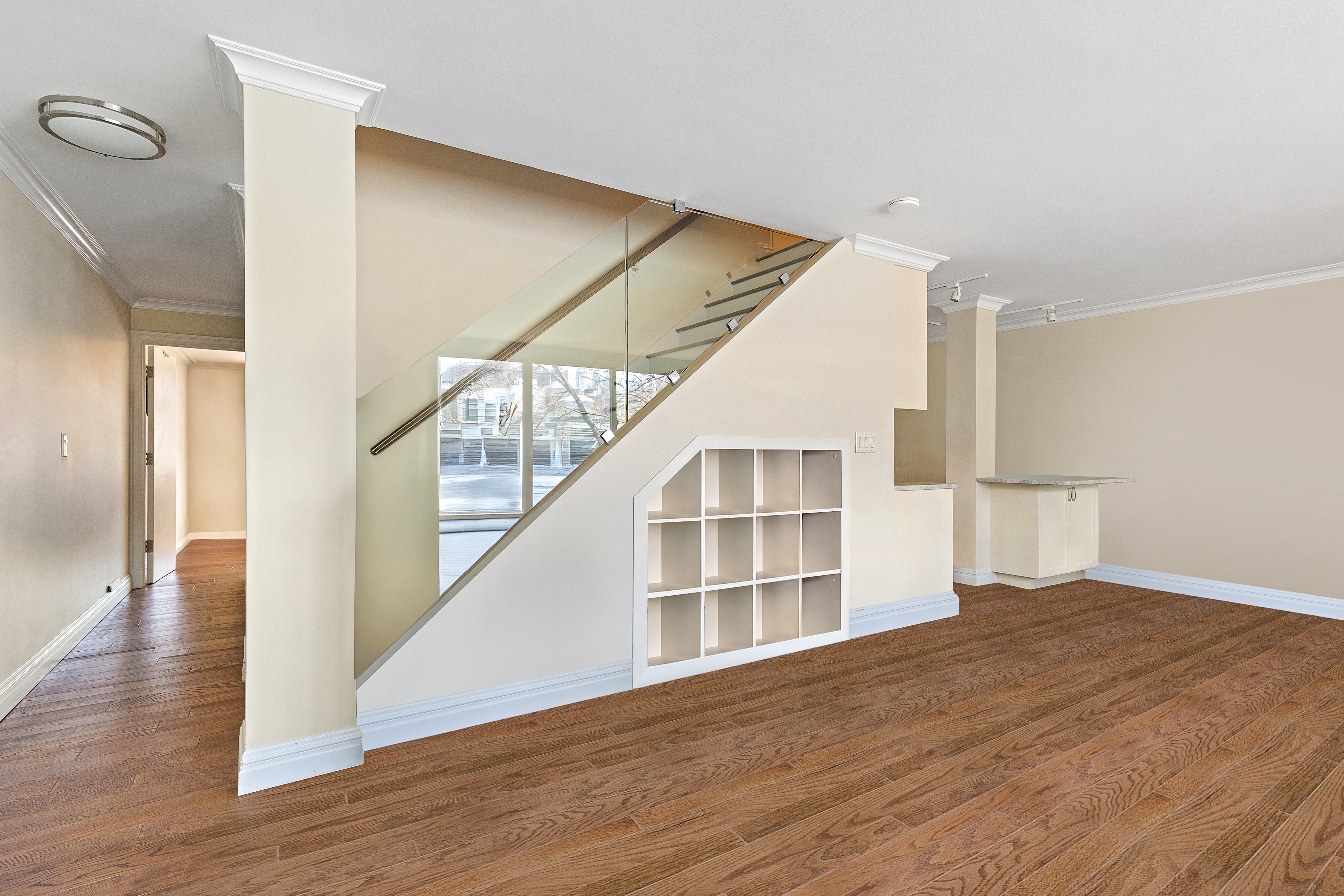 551 Main Street, Unit 208 Manhattan, NY 10044 - Photo 17 of 36 a view of an entryway with wooden floor