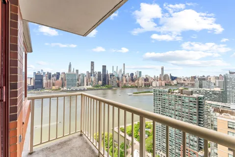 a view of city from a balcony