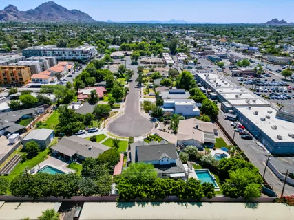an aerial view of multiple house