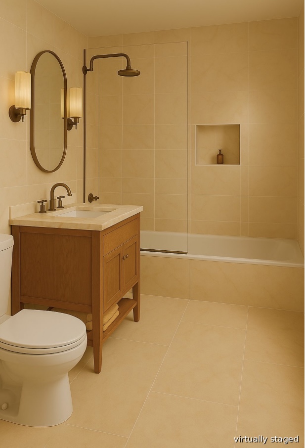 35-31 85th Street, Unit 6C Queens, NY 11372 - Photo 11 of 11 a bathroom with a sink a toilet and a mirror