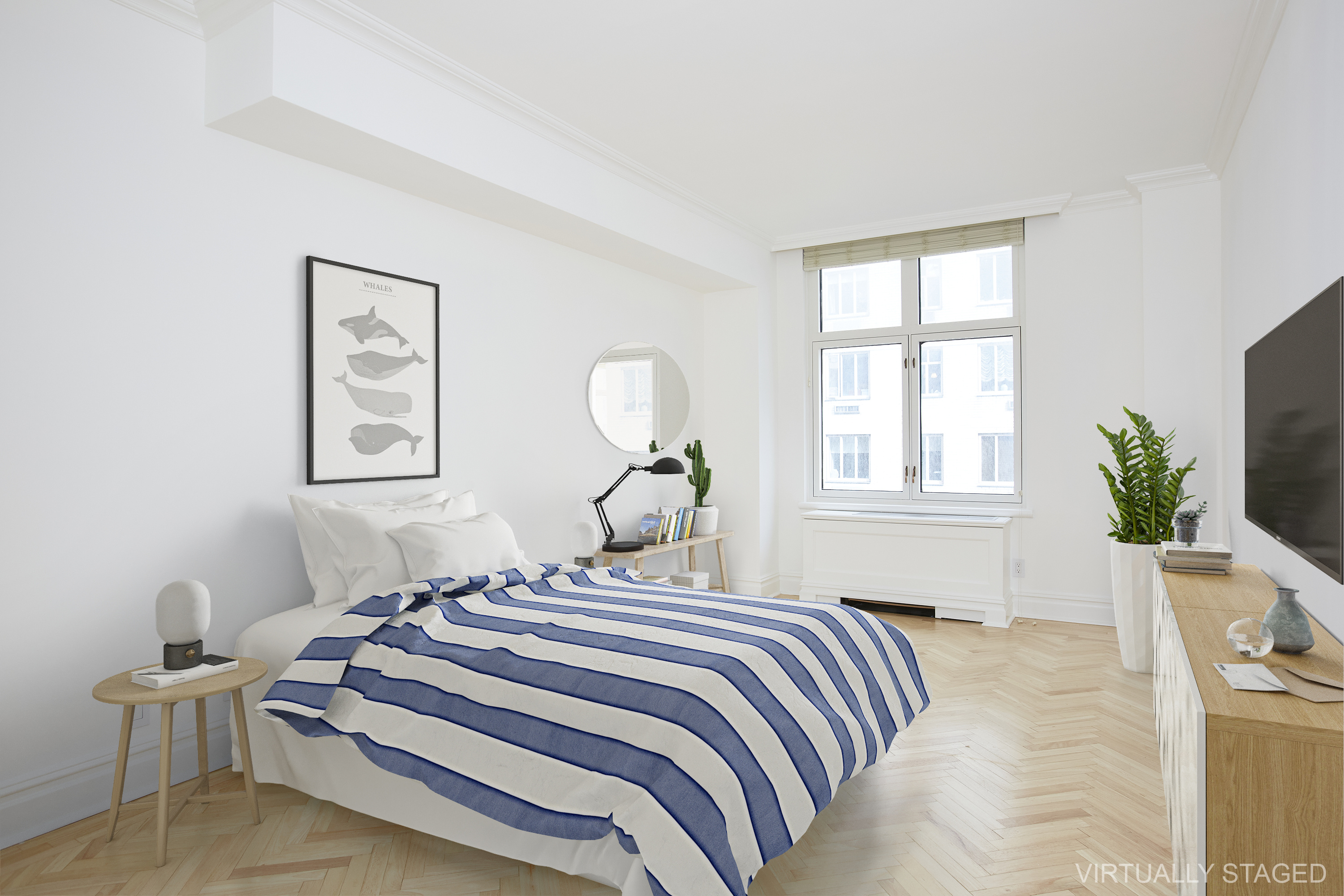 188 East 70th Street, Unit 8C Manhattan, NY 10021 - Photo 7 of 15 a bedroom with a bed and wooden floor