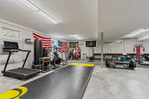 a view of a room with gym equipment