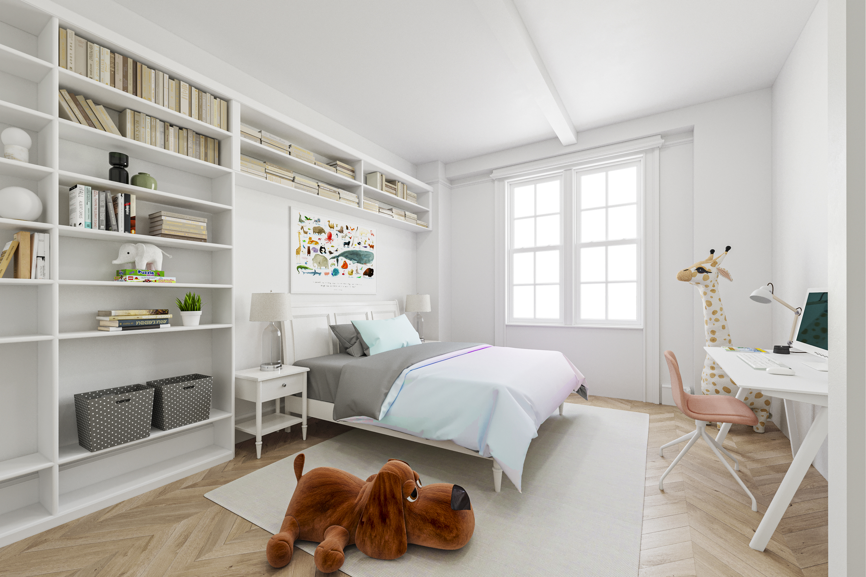 130 East 67th Street, Unit 9C Manhattan, NY 10065 - Photo 15 of 20 a bedroom with a bed and a book shelf