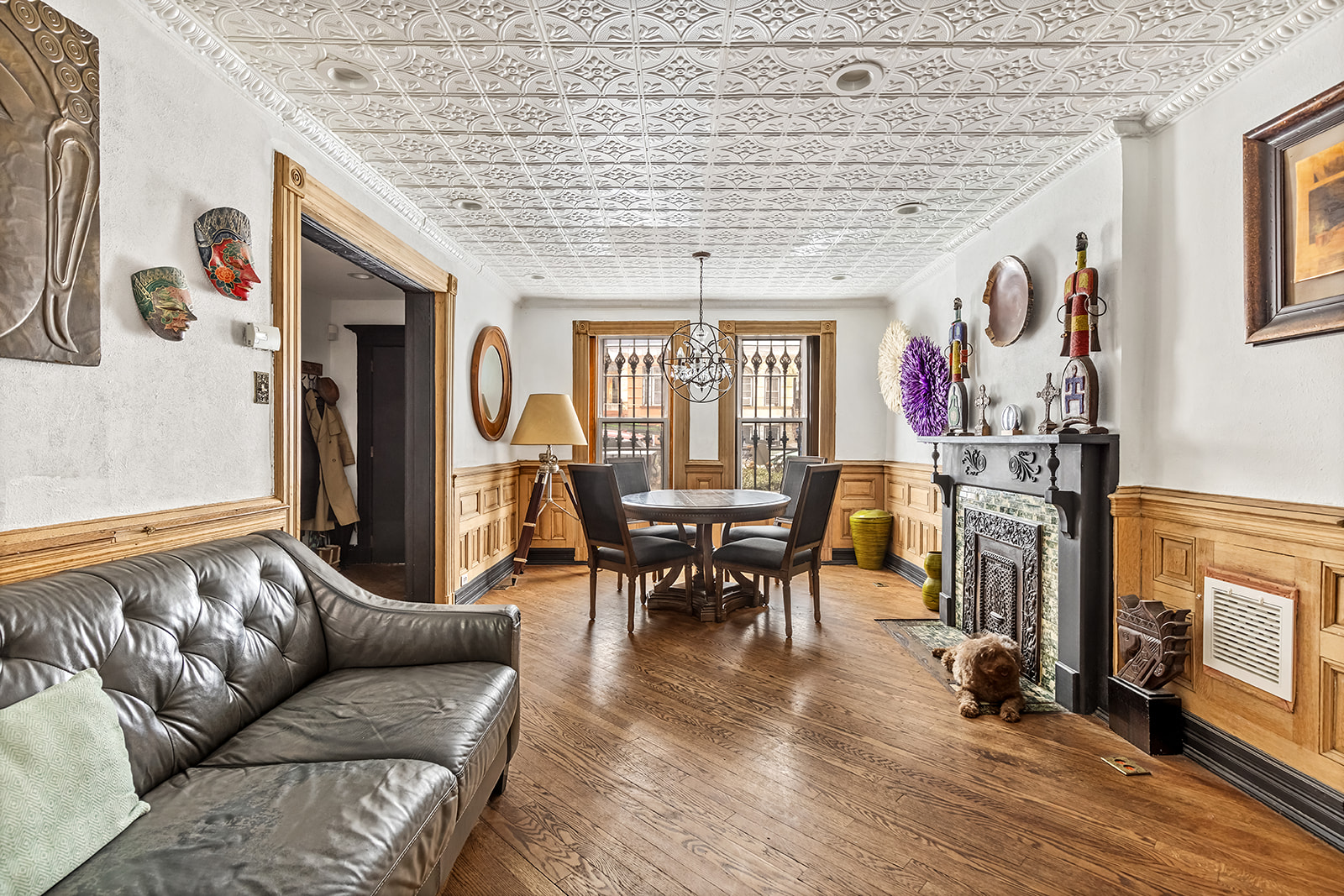 480 A MacDonough Street Brooklyn, NY 11233 - Photo 6 of 10 a living room with furniture and a fireplace