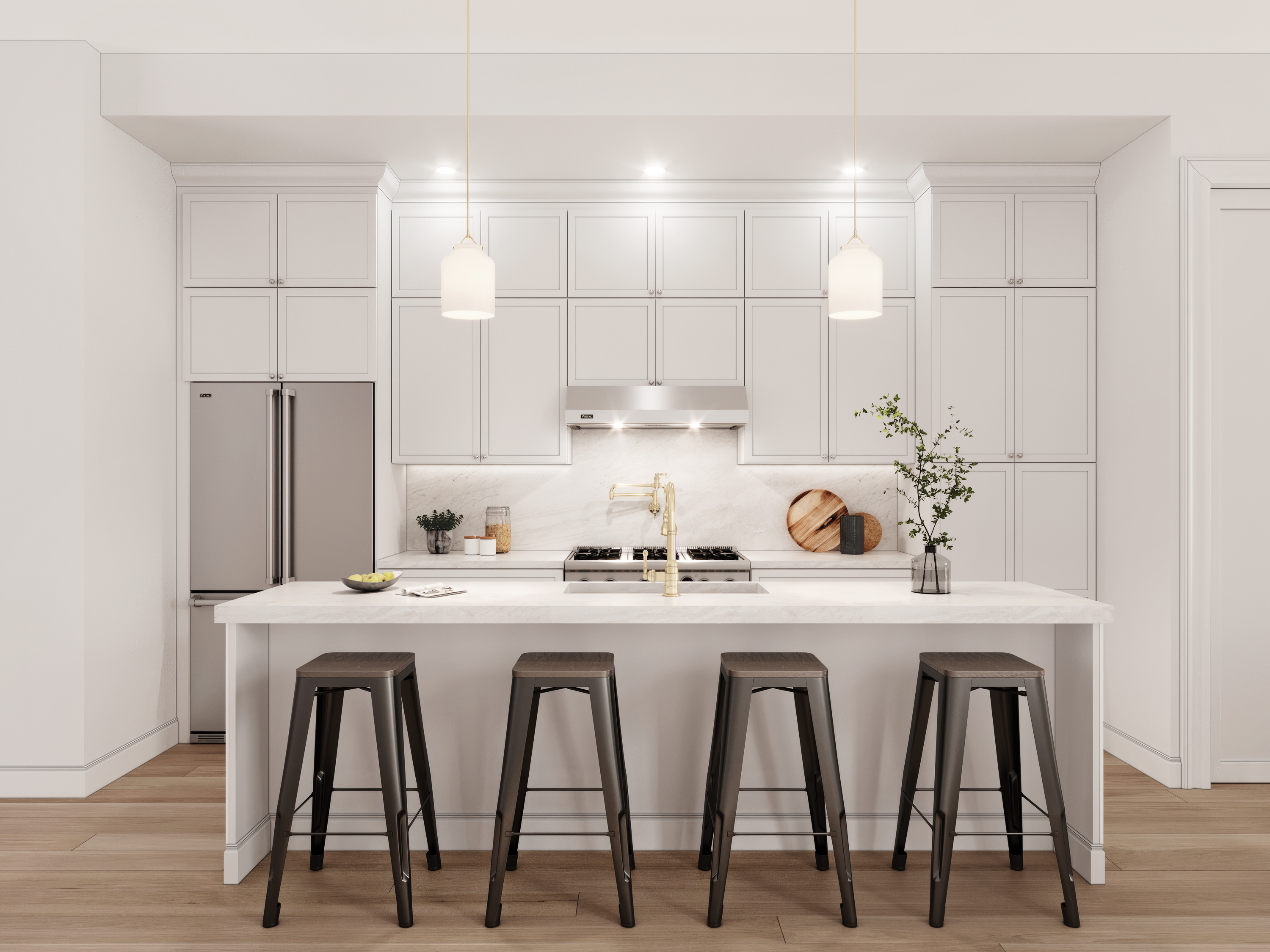 703 Park Place Brooklyn, NY 11216 - Photo 4 of 8 a white kitchen with a table and chairs