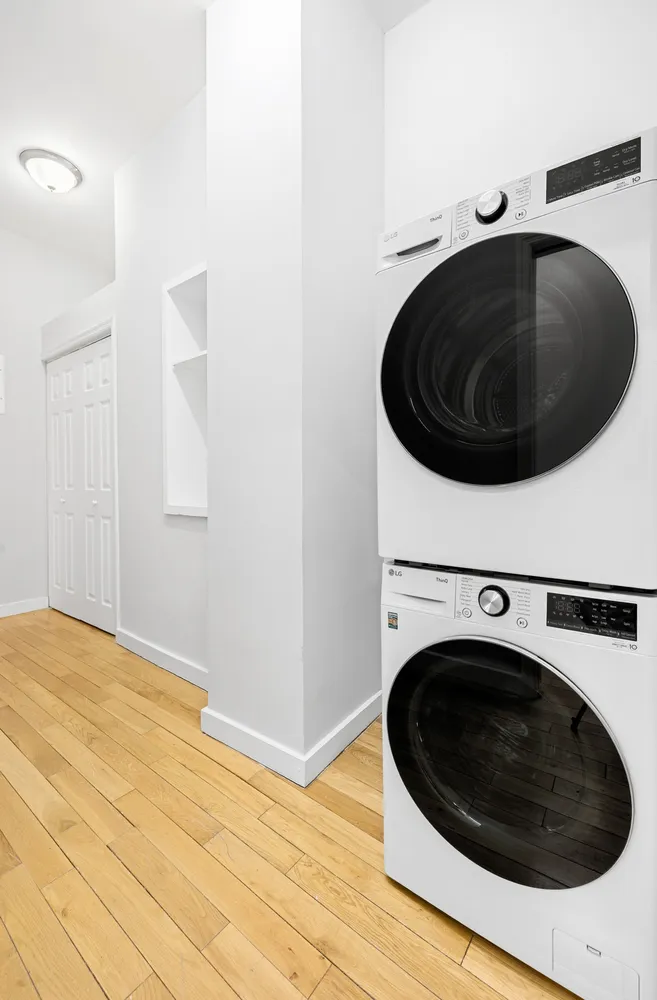 a utility room with a washer and dryer