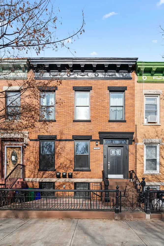 front view of a building with a street