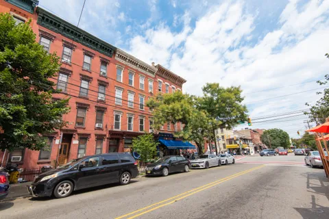 a car parked in front of a building