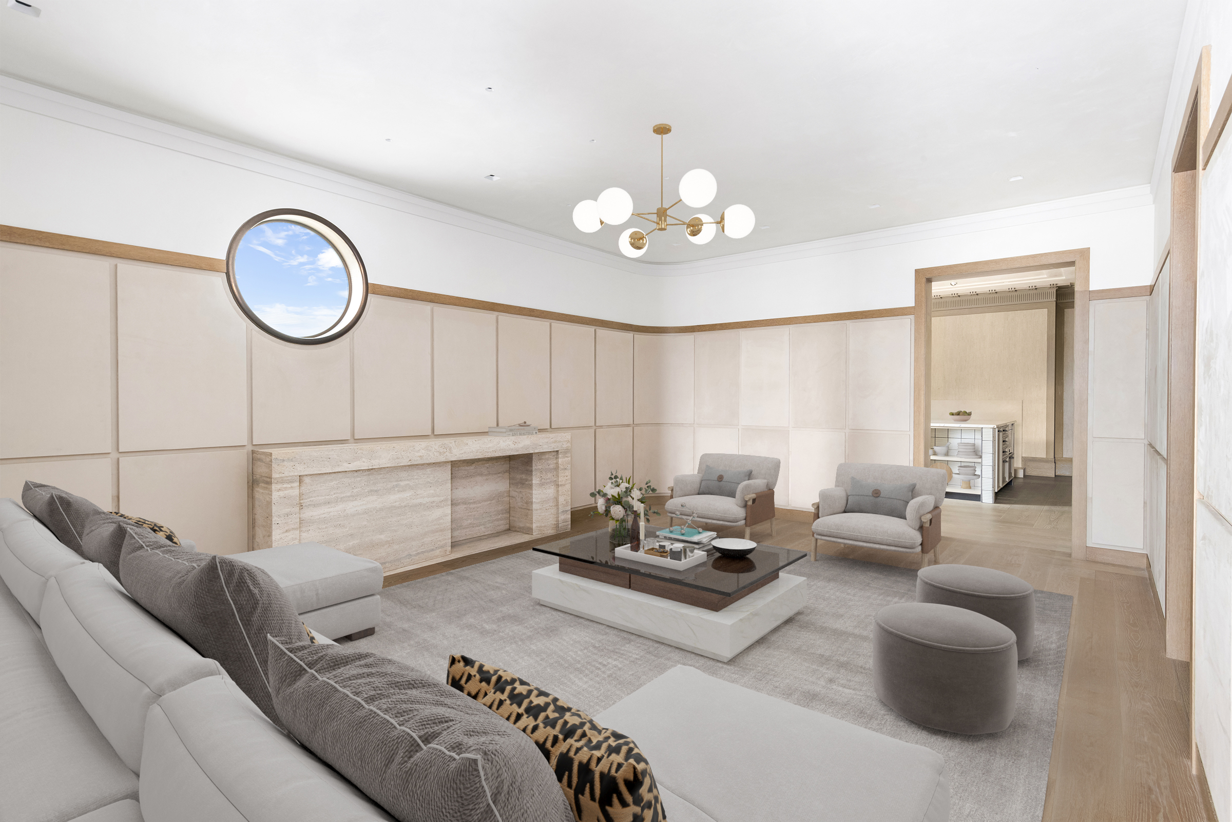 337 Riverside Drive Manhattan, NY 10025 - Photo 12 of 32 a living room with furniture a large window and a chandelier