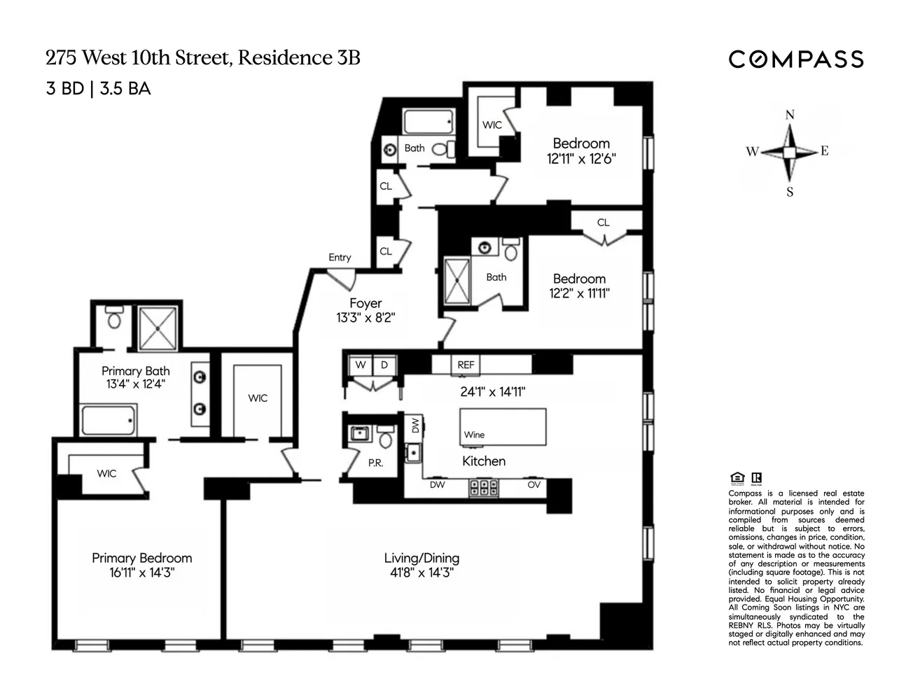 $8,795,000 | 275 West 10th Street, Unit 3B | West Village