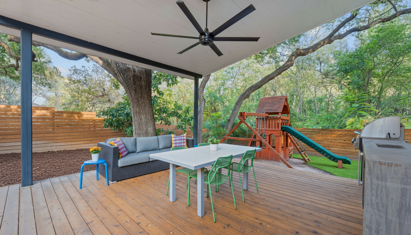 3001 Del Curto Road, Unit 10 Austin, TX 78704 - Photo 29 of 44 a balcony with wooden floor and outdoor seating