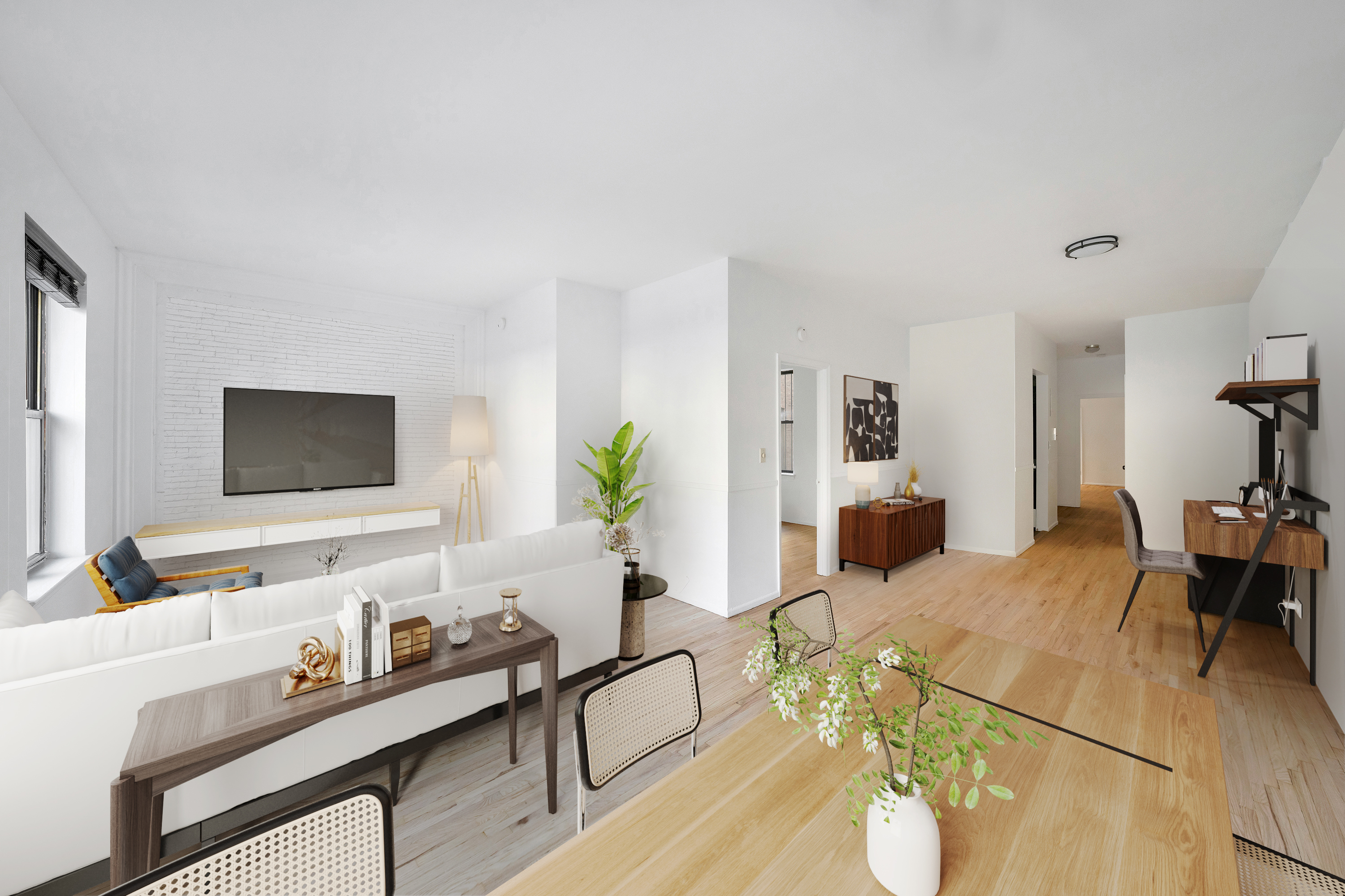 430 Sterling Place, Unit 2B Brooklyn, NY 11238 - Photo 4 of 14 a living room with furniture and a flat screen tv