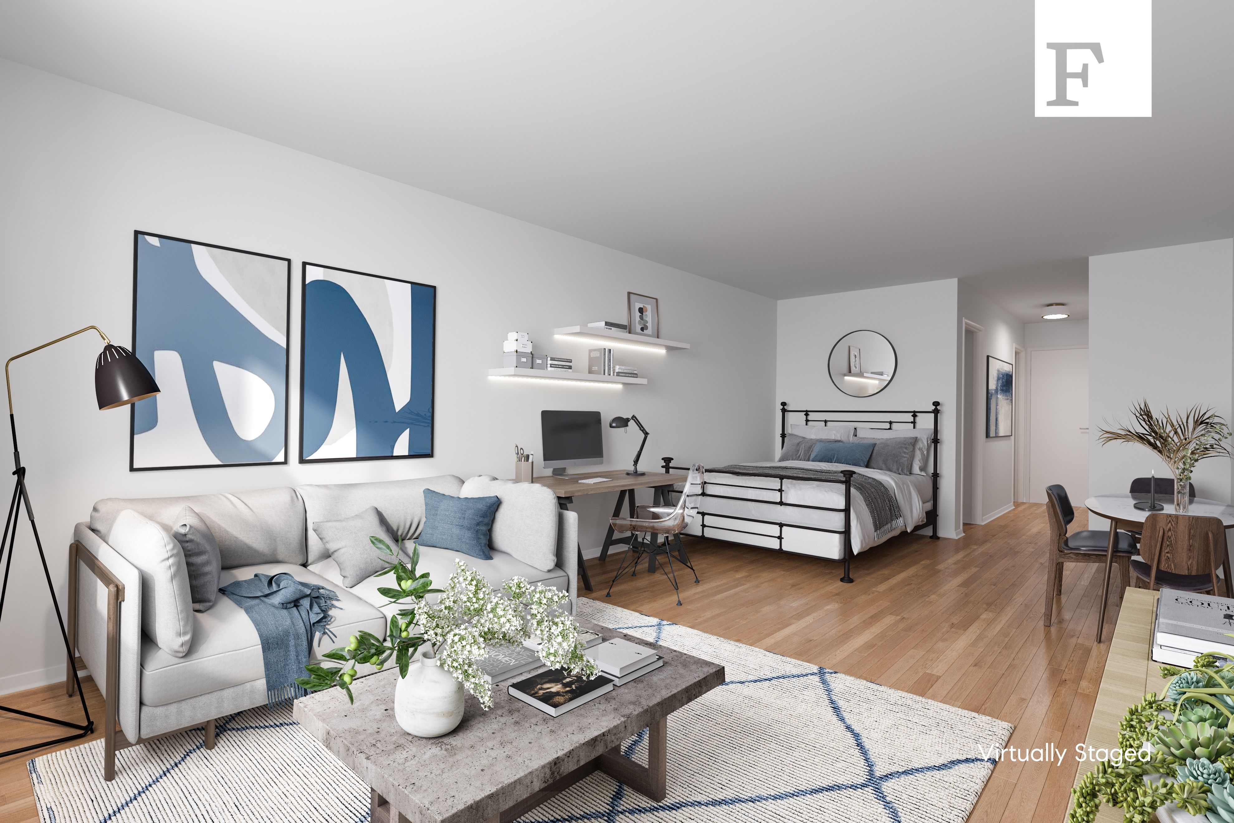 25 West 13th Street, Unit 6KS Manhattan, NY 10011 - Photo 3 of 8 a living room with furniture and a wooden floor